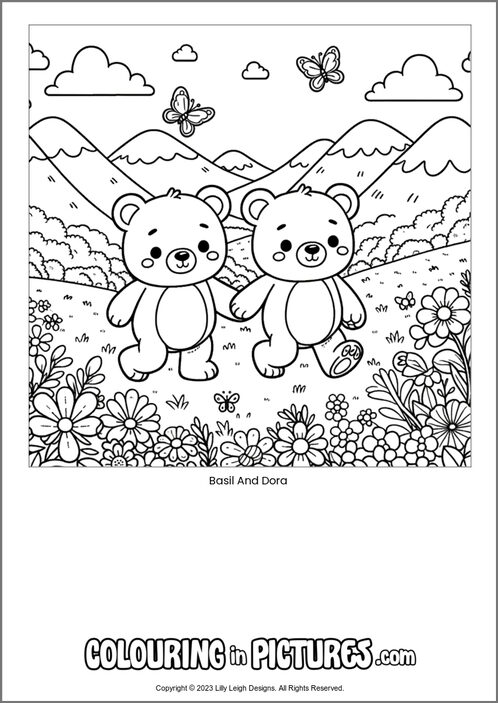 Basil And Dora by Colouring In Pictures. Free Printable Bear