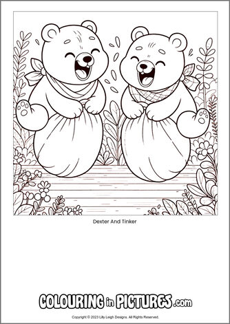Free printable bear colouring in picture of Dexter And Tinker