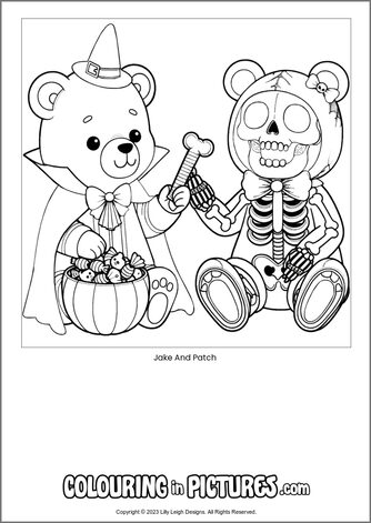Free printable bear colouring in picture of Jake And Patch