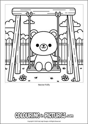 Free printable bear colouring in picture of Nectar Puffy