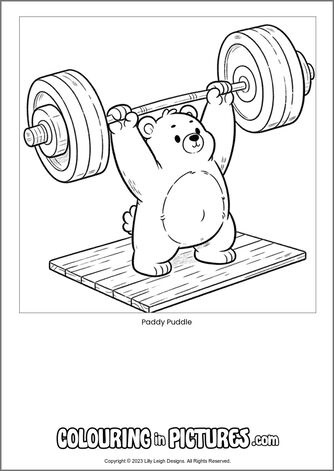 Free printable bear colouring in picture of Paddy Puddle