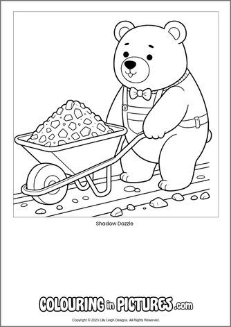 Free printable bear colouring in picture of Shadow Dazzle