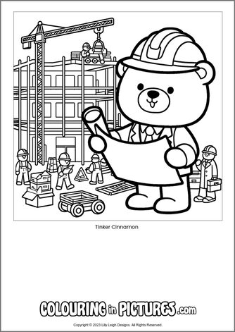 Free printable bear colouring in picture of Tinker Cinnamon