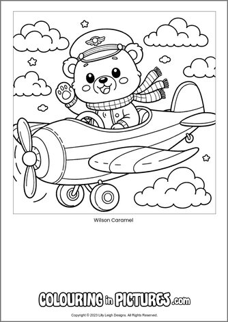 Free printable bear colouring in picture of Wilson Caramel