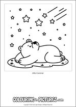 Free printable bear themed colouring page of a bear. Colour in Alfie Caramel.