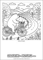 Free printable bear themed colouring page of a bear. Colour in Bailey Whisper.
