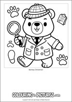 Free printable bear themed colouring page of a bear. Colour in Barney Cinnamon.