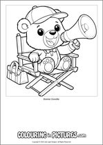 Free printable bear themed colouring page of a bear. Colour in Baxter Doodle.