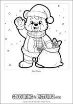 Free printable bear colouring page. Colour in Bear Claus.