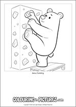 Free printable bear themed colouring page of a bear. Colour in Beau Padding.