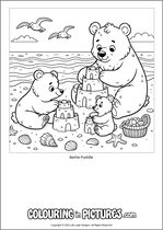 Free printable bear themed colouring page of a bear. Colour in Bertie Puddle.