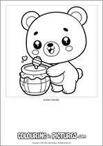 Free printable bear colouring page. Colour in Buster Doodle.