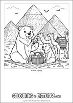 Free printable bear themed colouring page of a bear. Colour in Buster Zigzag.