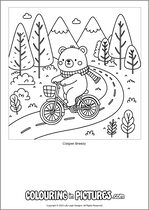 Free printable bear themed colouring page of a bear. Colour in Casper Breezy.