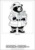 Free printable bear themed colouring page of a bear. Colour in Casper Claus.