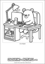 Free printable bear themed colouring page of a bear. Colour in Coco Ripple.