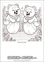 Free printable bear themed colouring page of a bear. Colour in Dexter And Tinker.