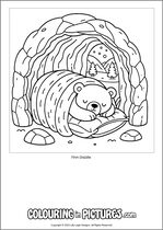 Free printable bear themed colouring page of a bear. Colour in Finn Dazzle.