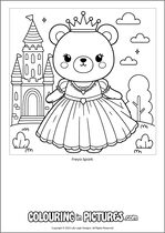 Free printable bear colouring page. Colour in Freya Spark.