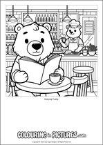 Free printable bear themed colouring page of a bear. Colour in Harvey Fuzzy.