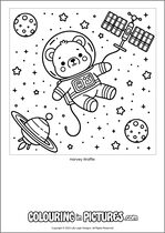Free printable bear themed colouring page of a bear. Colour in Harvey Waffle.