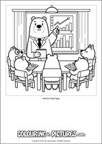 Free printable bear themed colouring page of a bear. Colour in Hector Nutmeg.