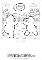Free printable bear themed colouring page of a bear. Colour in Jasper And Pebbles.