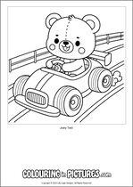 Free printable bear themed colouring page of a bear. Colour in Joey Ted.