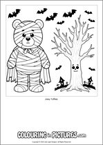 Free printable bear themed colouring page of a bear. Colour in Joey Toffee.