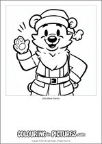 Free printable bear themed colouring page of a bear. Colour in Jolly Bear Santa.