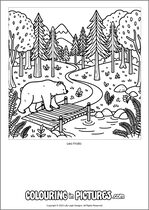 Free printable bear themed colouring page of a bear. Colour in Leo Frolic.
