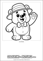 Free printable bear colouring page. Colour in Leo Razzle.