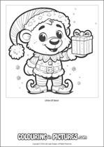 Free printable bear colouring page. Colour in Little Elf Bear.