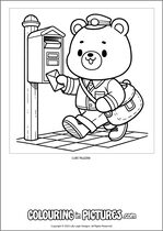 Free printable bear themed colouring page of a bear. Colour in Loki Nuzzle.