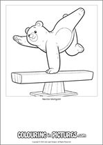 Free printable bear themed colouring page of a bear. Colour in Nectar Marigold.