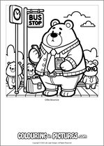 Free printable bear themed colouring page of a bear. Colour in Ollie Bounce.