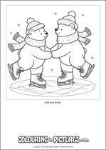 Free printable bear themed colouring page of a bear. Colour in Otis And Emily.