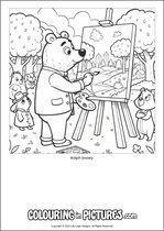 Free printable bear colouring page. Colour in Ralph Snowy.