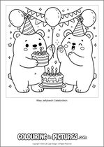 Free printable bear themed colouring page of a bear. Colour in Riley Jellybean Celebration.