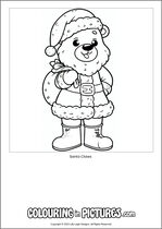 Free printable bear colouring page. Colour in Santa Claws.