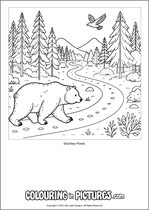 Free printable bear themed colouring page of a bear. Colour in Stanley Paws.