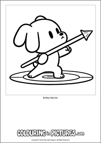 Free printable dog colouring in picture of Bailey Nectar