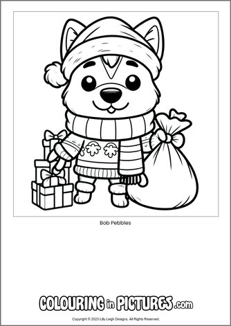 Free printable dog colouring in picture of Bob Pebbles