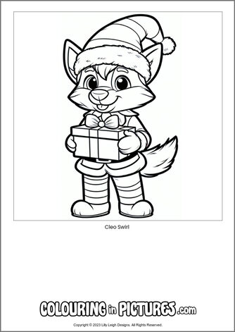 Free printable dog colouring in picture of Cleo Swirl