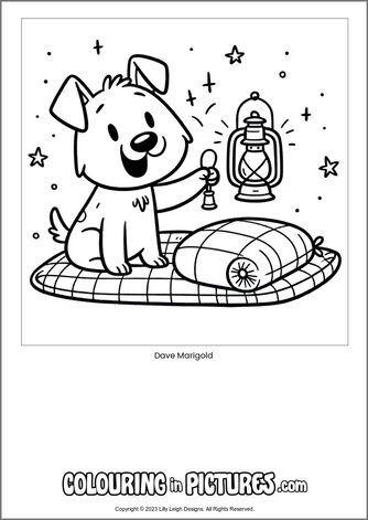 Free printable dog colouring in picture of Dave Marigold