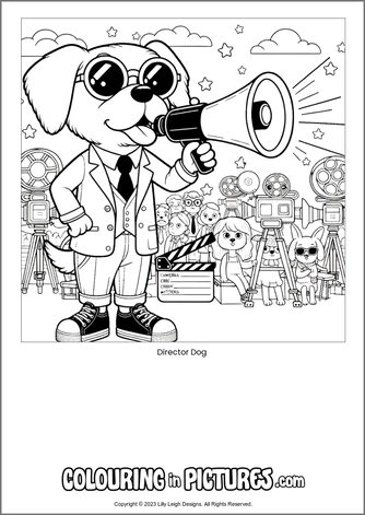 Free printable dog colouring in picture of Director Dog