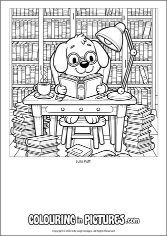 Free printable dog colouring in picture of Lulu Puff
