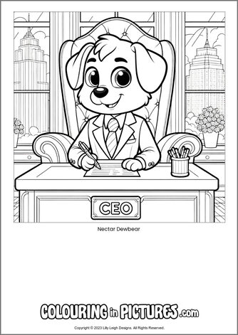 Free printable dog colouring in picture of Nectar Dewbear