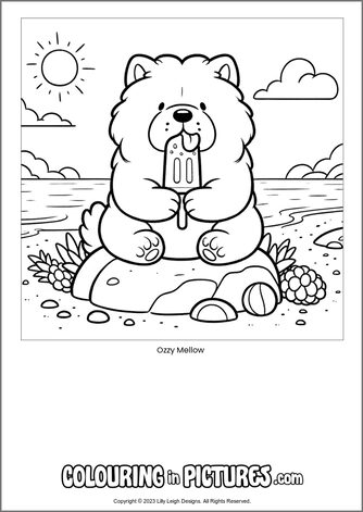 Free printable dog colouring in picture of Ozzy Mellow
