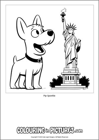 Free printable dog colouring in picture of Pip Sparkle